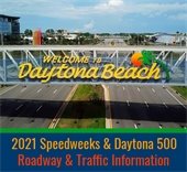 Welcome to Daytona Beach sign and roadway