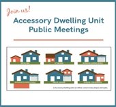 invitation to public meeting about Accessory Dwelling Units