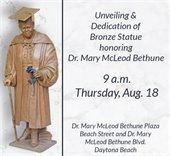 Dr. Bethune statue to be unveiled in Daytona Beach Aug. 18