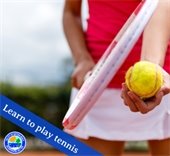 Lady holding a tennis ball and racket