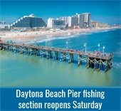East end of the Daytona Beach Pier with hotels in the background