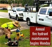 Annual fire hydrant testing begins Monday