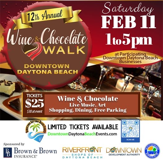 Tickets on sale for Wine & Chocolate Walk in downtown Daytona Beach