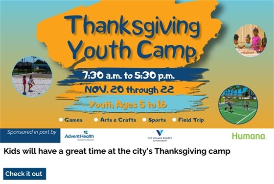 Registration open for youth Thanksgiving camp